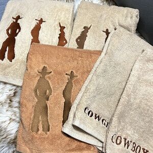 Bath Towel Set Embroidered Guest Towel Set Western Bathroom/Cowboy Bathroom